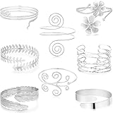 FUNEIA 8 Stück Oberarmreif Gold Silber Oberes Armmanschette Armreif Set für Damen Frauen Offene Armreifen Band Armband Minimalistisches Verstellbares Oberarm Manschette Armreif Modeschmuck