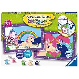 Ravensburger Malen nach Zahlen 27774 – Bunte Einhornwelt – Für Kinder von 5-7 Jahren, Mittel