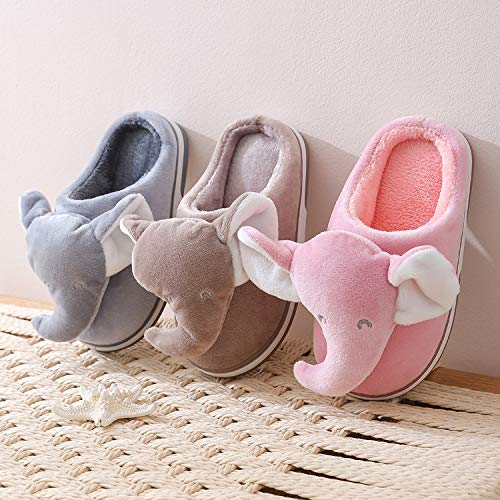 ixiton Adult unisex Winter warm Cartoon animal slippers,Cozy Memory foam Animal-shaped slippers,Cartoon elephant slippers,Indoor And Outdoor Non-slip slippers3