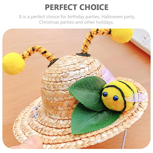 Sombrero de paja para mascota pequeña Little Bee miniatura 3