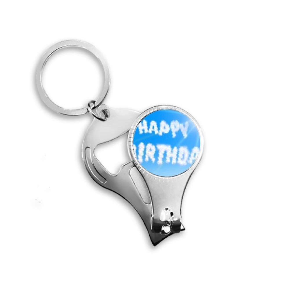 Cadeau Joyeux Anniversaire porte-clés avec pince à ongles azur
