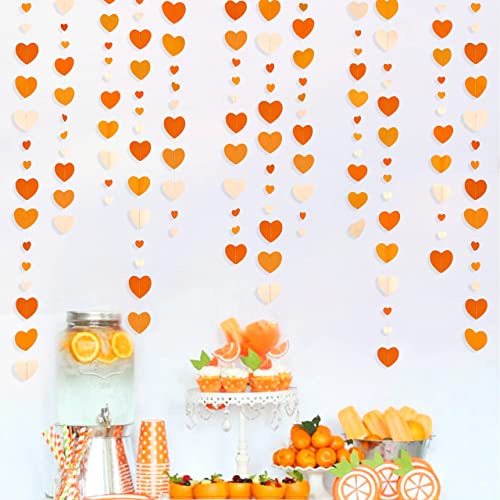 Image of Orange Party Decorations Gradient Orange Heart Garland Hanging Paper Streamer for Fall Autumn Valentines Day Wedding Bridal Shower Birthday Baby Shower Engagement Thanksgiving Harvest Party Supplies