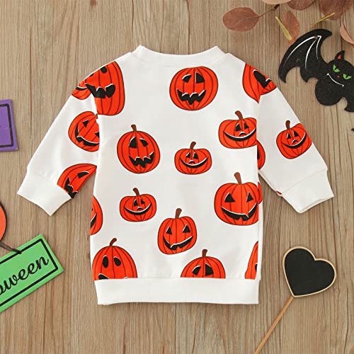 Betadog Toddler Boy Girl Halloween T Shirt Kids Pumpkin Skeleton Long Sleeve Sweatshirt Pumpkin (Orange-A, 6-12 Months)4