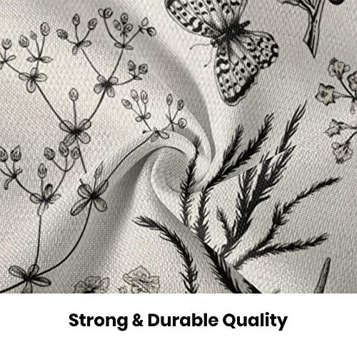 Image of AEIOAE Spring Pillow Covers 20x20 Inch Set of 2,Black Gray Wild Flower Plant Throw Pillows Case,Seasonal Floral Outdoor Decorative Square Linen Farmhouse Decor Cushion Covers for Home Sofa Bed Couch
