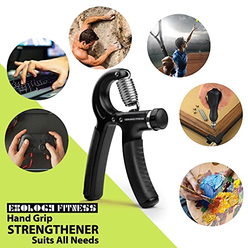 Exology Fitness Grip Strength Trainer 11Lbs-132Lbs (5Kg-60Kg)– Non Slip Hand Grip Strengthener With Stainless Steel Spring For Improving Hand, Finger, And Forearm Strength #TOP5
