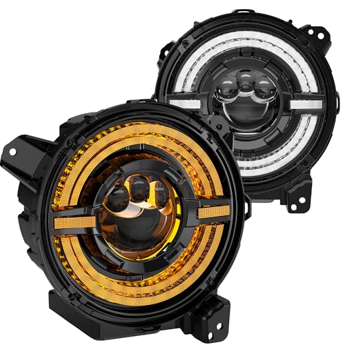 COWONE 1000% Bright 9 inch Round LED Headlights With 9D Patented DUAL HALO DRL Amber Turn Signal Compatible With Jeep Wrangler JL JLU Gladiator JT 2018-2025 High/Low Beam Headlamps