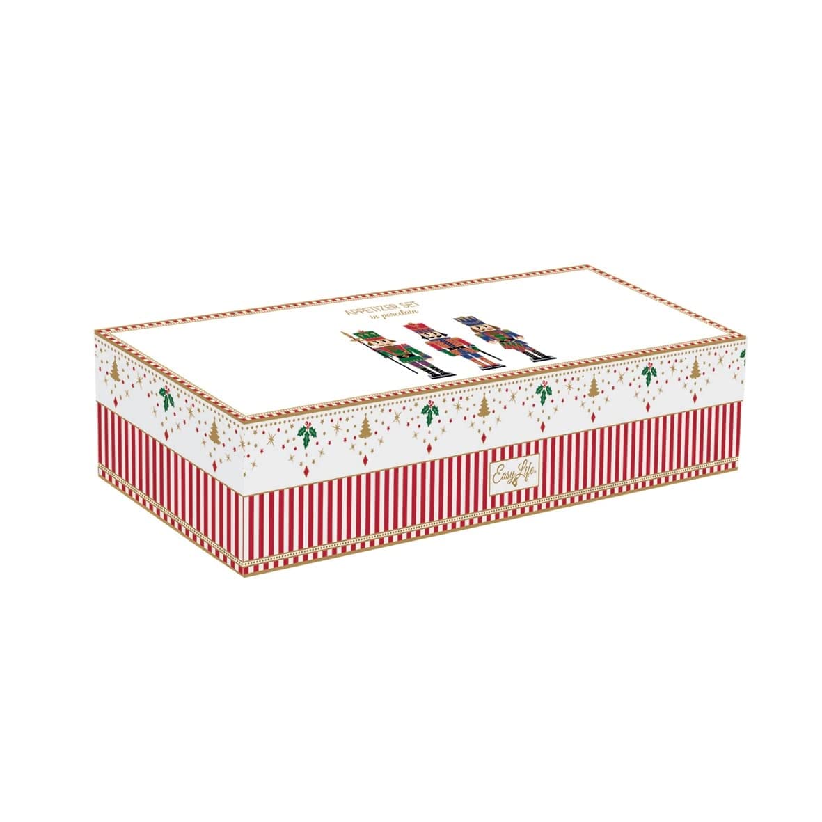 EASY LIFE Aperitif-Set 3 Schalen aus Porzellan und Bambusboden NUSSKNACKER 9 cm