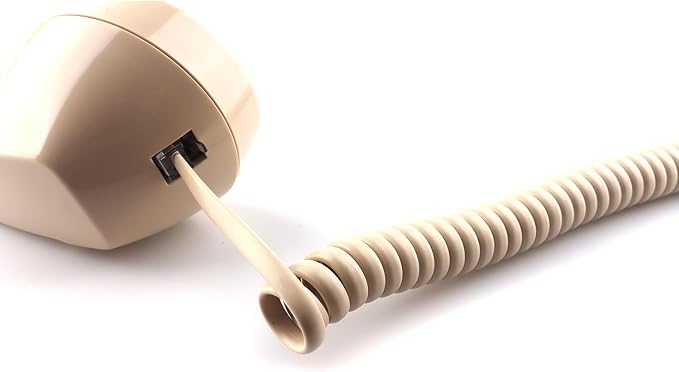 Teléfono de pared clásico retro con timbre mecánico beige miniatura 6