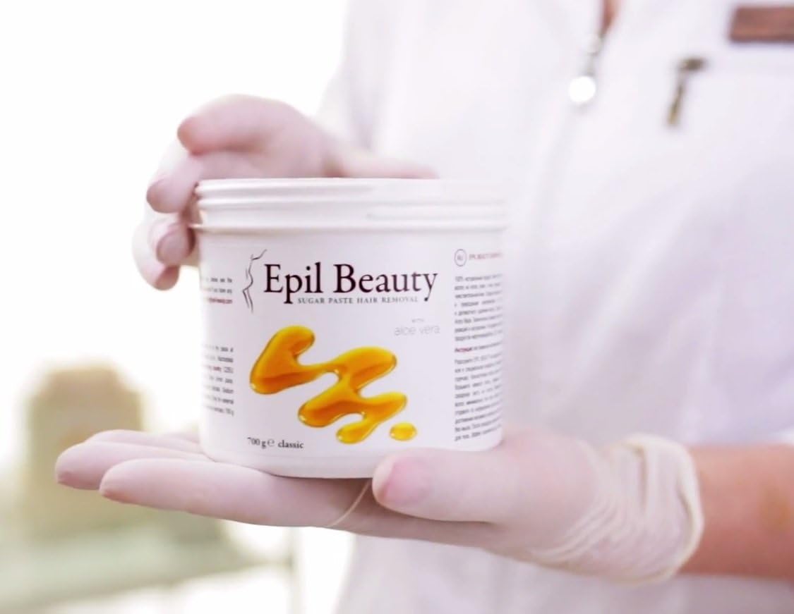 Sugaring Paste Hair Removal With Aloe Vera - Epil Beauty - all Natural Formula for Legs, Groin, Arms, Armpits and Face - Enriched with Herbal Extract For Painless Extraction (Aloe Vera)