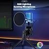 Coverzone Computer RGB Microphone 20-20kHz Professional Podcast Microphone Kit Plug and Play USB Wired Pc Vlog Youtuber Kick Live Broadcast X1R For Laptop