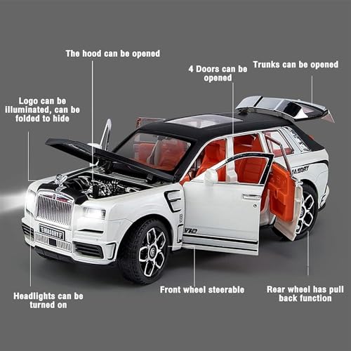 Image of Exclusive Alloy Metal Pull Back Die-Cast Car 1:32 Rolls Royce Cullinan Diecast Metal Pullback Toy Car with Openable Doors & Light, Music Boys Gifts Toys for Kids, Multicolor (Design-13)
