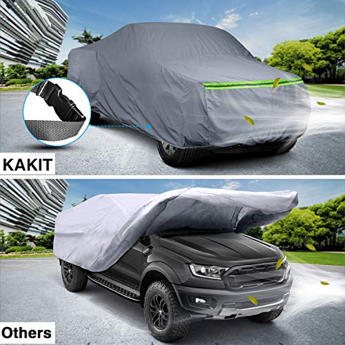 KAKIT Waterproof Truck Cover 6 Layers Pickup Truck Cover All Weatherproof with Door Zipper for Auto Vehicle Outdoor Indoor(Fit Truck Up to 242\")