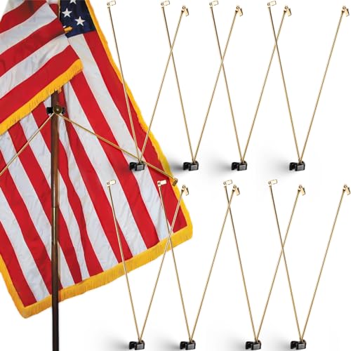 Gisafai 8 Pcs Flag Spreaders for Indoor Flag Pole Display Gold Flags Stand Banner Holder for Memorial Day Juneteenth 250th Anniversary Independence Day 19.69 Inches in Total Length