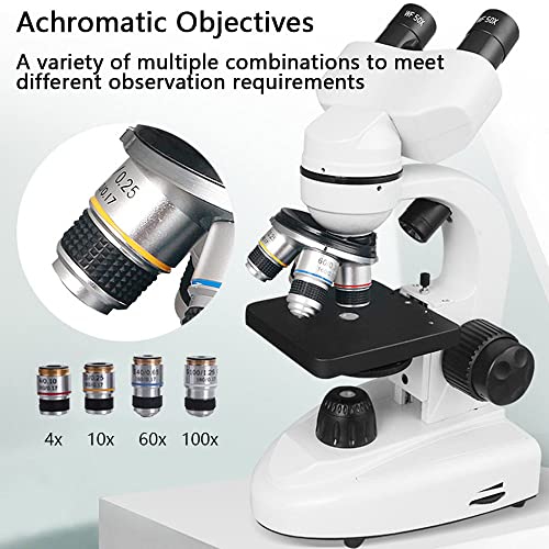 Kit De Microscópio Composto De Ciência Para Estudantes, 20000X Dupla Luz De Iluminação LED Lente Obj