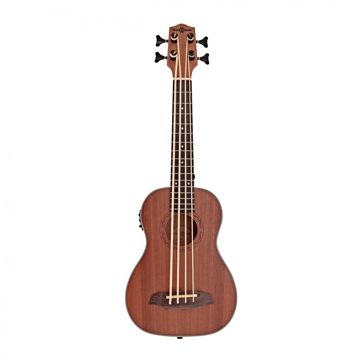 Ukulele Sapele Electro Acoustic Bass di Gear4music - Elettrico | Preamplificatore Basso Progettato per un Tono Amplificato Preciso, Costruzione in Sapele, Tastiera Ebanizzata, Aquila