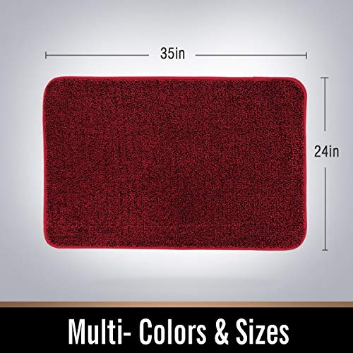 ITSOFT Dirt Trapper Indoor Door Mat & Entrance Rug for Wet Muddy Shoes and Pet Paws, Non-Slip Machine Washable, Shoe Scraper, Absorbent Welcome Dog Mat for Front Door, Entry Way (35x24, Red & Black) by ITSOFT - Image 2