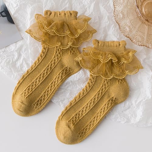 hatleues Women Socks Lolita Ruffle Lace Socks High Elasticity Soft Socks Breathable Sweat Absorption Lace Socks4