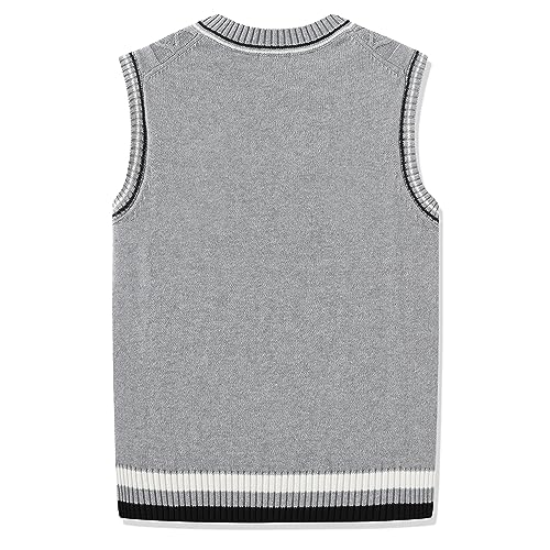 Image of JSTEX Boys Sweater Vest 100% Cotton Kids Uniform Vest V-Neck Sleeveless Knit Pullover for Boy Girls Toddler Size 4-14