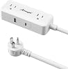 Alitayee Travel Power Strip, Mini Power Strip with 2 Outlets 2 USB Ports 15.5W, USB C Travel Extension Cord with Flat Plug, No Surge Protector for Cruise Travel College Dorm Home Office 5ft White