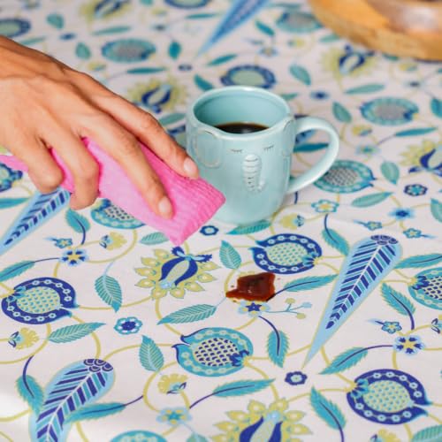 Image of THE YARD HOUSE Wipeable & Anti-Slip Cotton Table Cover for Family Dining, Party. Protects Against Spills, Scratches, Damages (Garden of Amalfi, 60 x 90 inch (Rectangle))