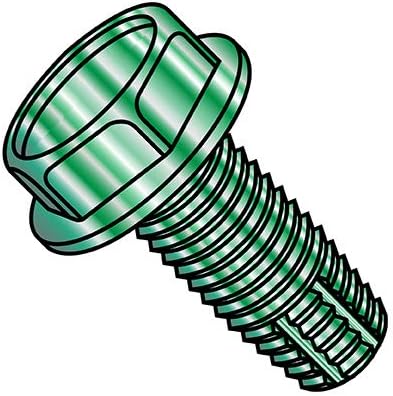 8-32X5/16 Unslotted Indent Hex Washer Thread Cutting Screw Type F Full Thread Zinc Green (Pack Qty 10,000) BC-0805FWG by Korpek
