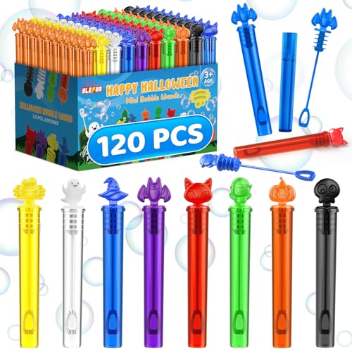 OleFun 120Pcs Halloween Bubble Wands in 8 Designs, Bulk Halloween...
