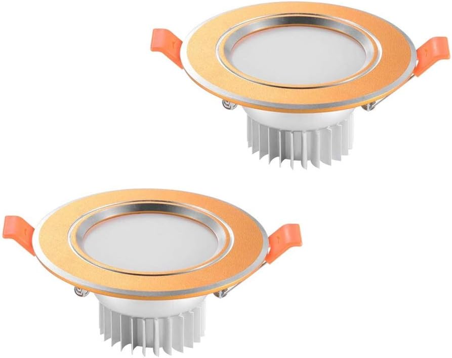 Recessed Indoor Spotlight Recessed Ceiling LED Downlights, 5W Energy Saving Downlighters for Bathroom Bedroom Decoration, Wash Wall Light AC110-240V Household Office Lighting Fixture (Gold) Inte