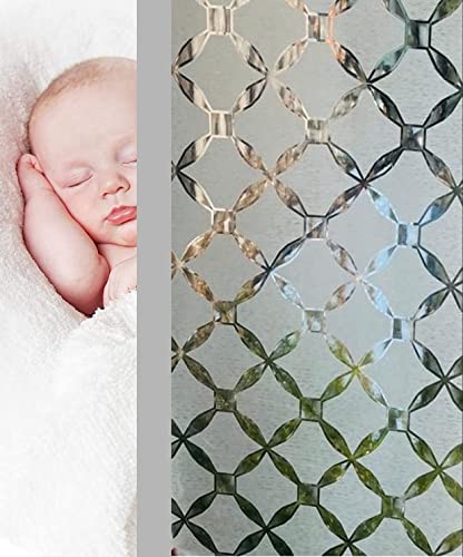 Image of SUNBIRD Window Film Privacy Colorful Window Sticker, Decorative Window Vinyl, Adhesive Home UV Blocking, Heat Insulation Static Cling for Bathroom Office (24 X 60 INCHES, BAT Floret)