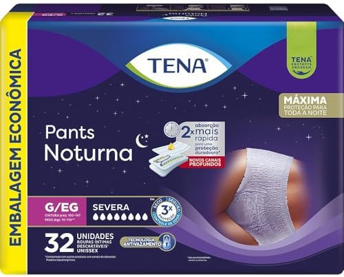 Tena Pants Noturna, Roupa Íntima para Incontinência Urinária, G/E...