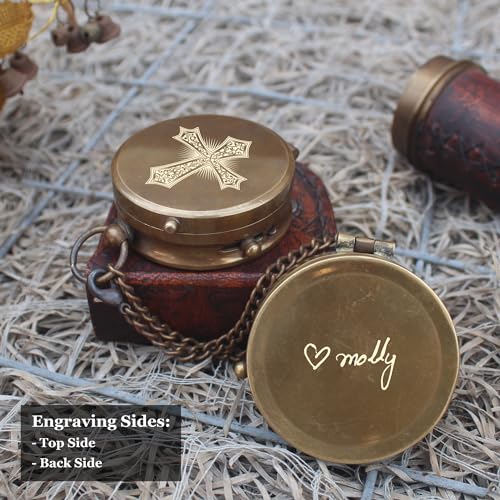 Brújula de latón personalizada con grabado Joshua 1:9 miniatura 5