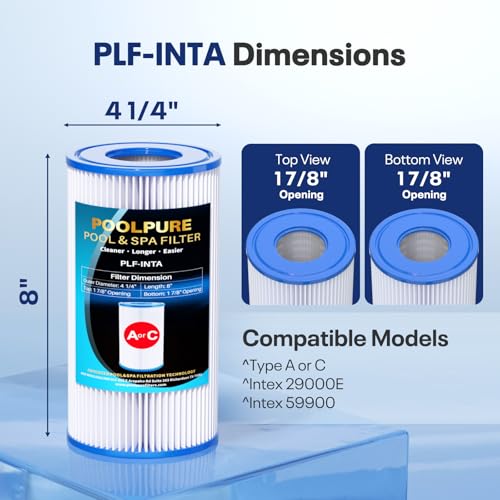 Miniatura 2 de Poolpure - Filtro De Repuesto Para Tipo A O C, Compatible Con Bombas Intex 29000e 59900e, Filtros De Fácil Ajuste Para Piscinas De Jardín, Con Olas O Sobre El Suelo, Paquete De 6 Unidades