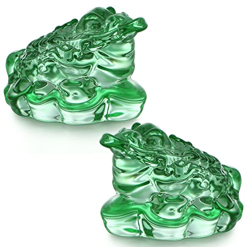 Set de 2 Estatuas Sapo de la Fortuna de Cristal Feng Shui