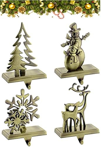EverYong Stocking Holders for Mantle Set Antique Bronze Finish Stocking Holder for Fireplace Assorted Style…