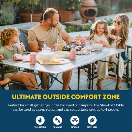 GCI OUTDOOR Slim-Fold Table | Portable Outdoor 4 Person Dining Table, Heat Resistant Aluminum Tabletop, Perfect for Barbecues, Camping, Picnics & Tailgating - image 2