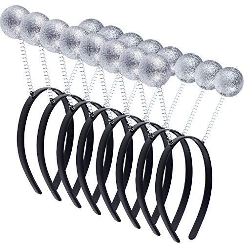 8 Pieces Martian Headband Alien Headband Antenna Headband Ball Head Boppers for Fancy Dress Party and Headwear Accessory (Silver)