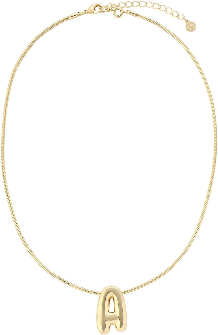 Leo & Luca Balloon Initial Necklace - Bubble Letter Gold Necklace - Necklace Charm - Unique Personalized Gifts for Women - Gold Plated Trendy Alphabet Pendant