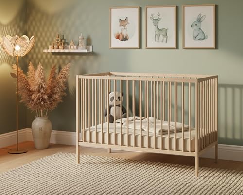 Lit bébé 60x120 hêtre massif, sommier 3 hauteurs Webaby