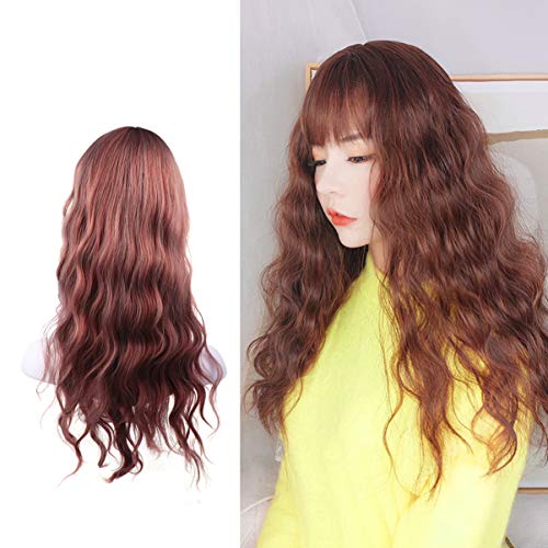 FRCOLOR Peruca Longa Ondulada Feminina Marrom Loira Encaracolada Peruca Parte Do Meio Peruca Natural