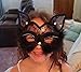 Venetian Masquerade Mask Women's Sexy Black Glitter Fancy Cat Lace Eye Mask (Black Cat Mask)