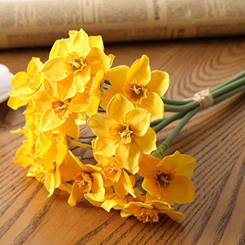 Tinsow Artificial Daffodil Flowers 15.8 Inches Narcissus Spring Flower Fake Silk Flower Arrangement For Home Wedding Decor (Yellow, 12) #TOP4