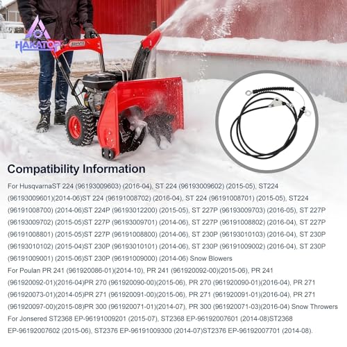 HAKATOP 586961501 Snowblower Chute Control Cable Fits for Husqvarna ST224 ST224P ST230 ST230P ST227P, for Jonsered Poulan Snow Throwers by HAKATOP - Used condition - Image 5