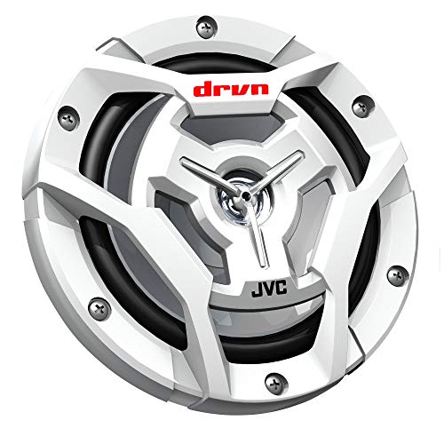 Image of Kicker Marine KMTES Black Tower Enclosures Loaded with (2) 6.5 inch White JVC Marine Coaxial Speakers.