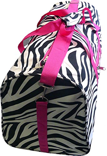 Zebra Carry On Duffle Bag W/ Pink Trim 22" #TOP2