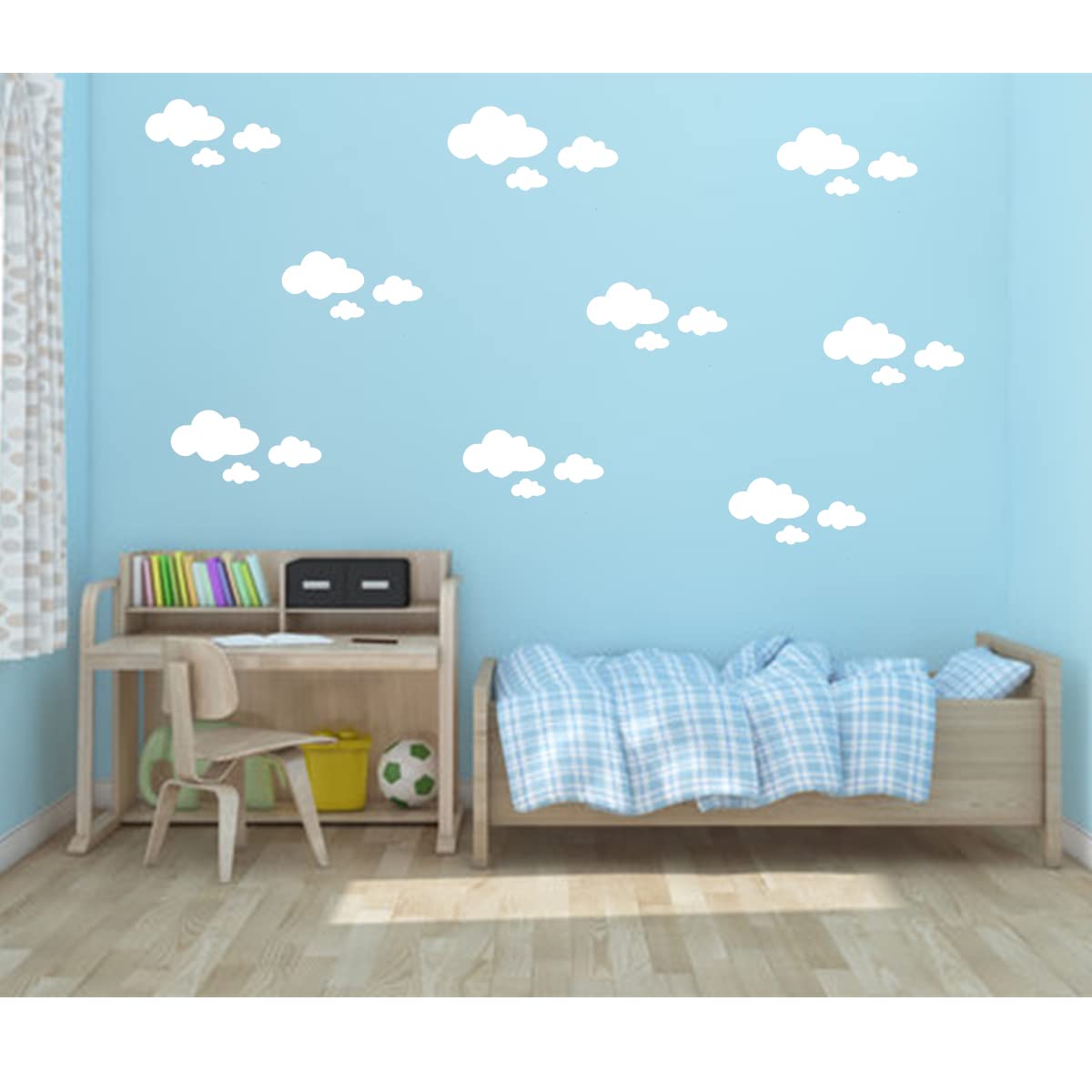 300Sparkles Kids Room Wall Decoration White Clouds Sticker 15 Pcs Wall Cafe Shop Restaurant Canteen Grocery Store Hotel (Cloud Shape) 3