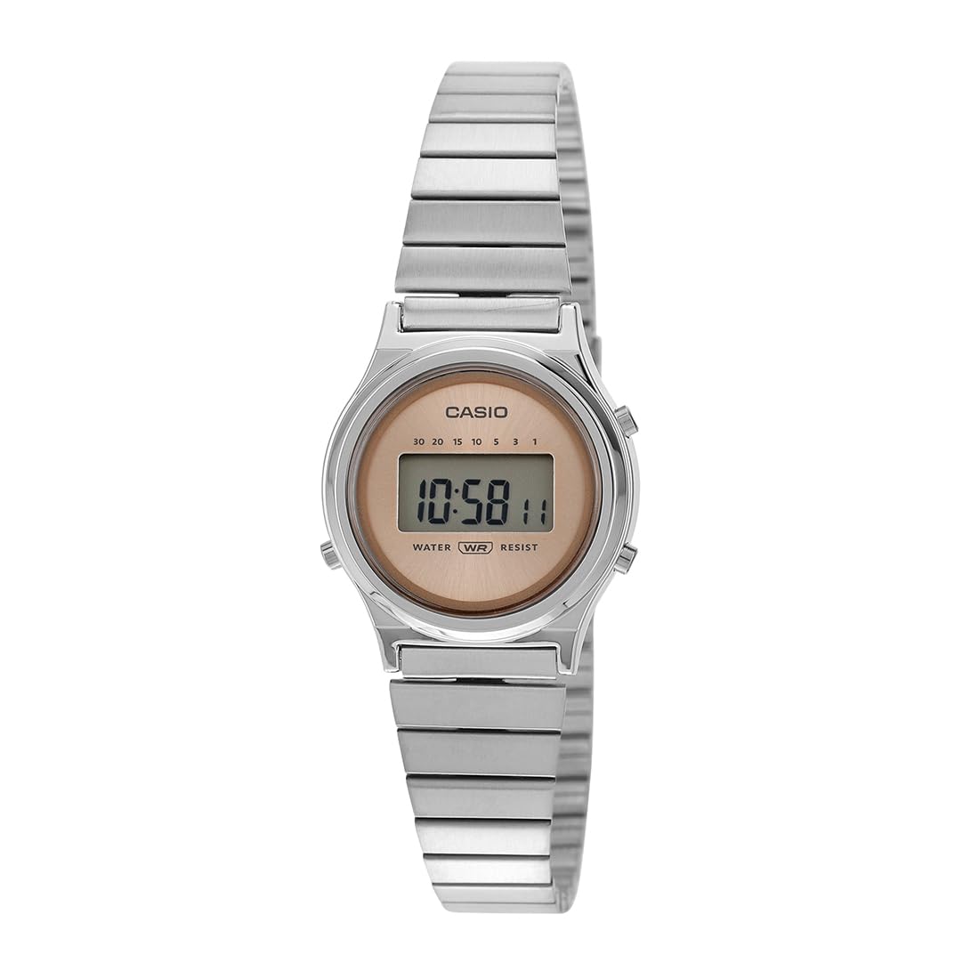 Casio Unisex Vintage LA700WE-4ADF Pink Digital Dial Silver Stainless Steel Band A2231