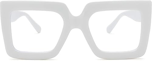 gentlemaker Gafas de luz azul de gran tamaño para mujer, marco cuadrado grueso, elegantes gafas sin receta