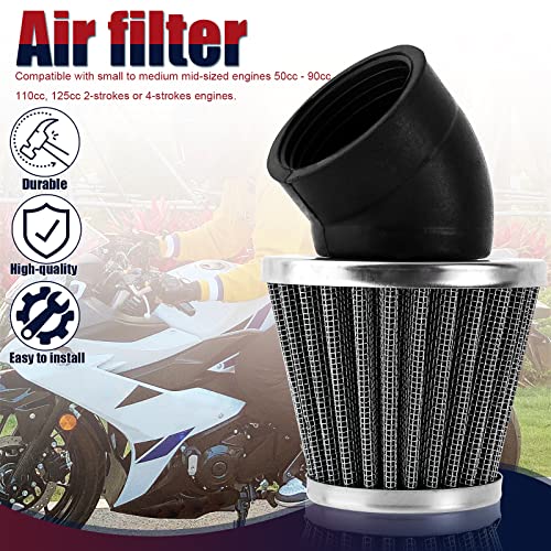 Image of 35mm Filter 45 Degree Angled Compatible with 50cc 70cc 90cc 110cc 125cc 2-stroke 4-stroke Engine ATV Quad Scooter Gokart Moped Chopper Pit Dirt Pocket Mini Bike 34mm 36mm