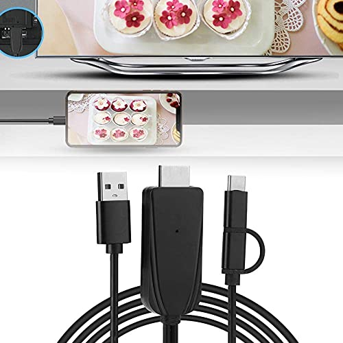 Mobile phone mirroring content to a television via the ASHATA HDMI cable