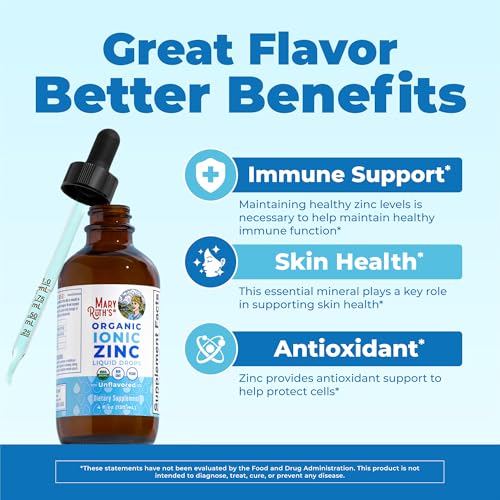 Image of MaryRuth's Organic Liquid Zinc Supplement for Kids & Adults | Immune Support | Skin Health | Antioxidant | Cellular Metabolism | Zinc Sulfate | Vegan | Non-GMO | Sugar Free | Gluten Free | 4 oz
