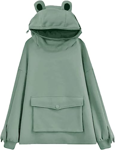 Amazon.com: Sudadera con capucha de rana, con cremallera en la boca para  mujeres, adolescentes y niñas : Ropa, Zapatos y Joyería